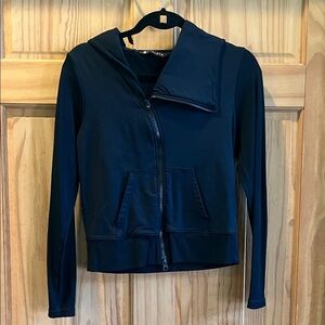 Athleta Black Hoodie w Asymmetrical zipper